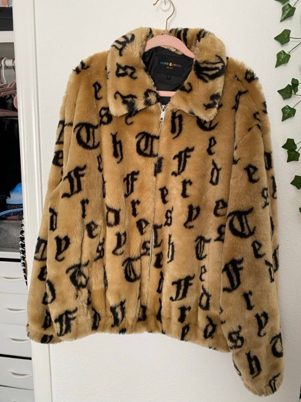 Teddy Fresh All-Over Print Faux Fur Jacket
